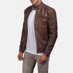 Bean Brown Leather Biker Jacket
