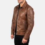 Tavendard Brown Leather Biker Jacket