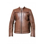 Richard Real Leather Jacket In Light Brown Color