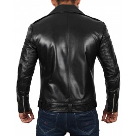 Top Man Motorcycle Real Leather Jacket In Black