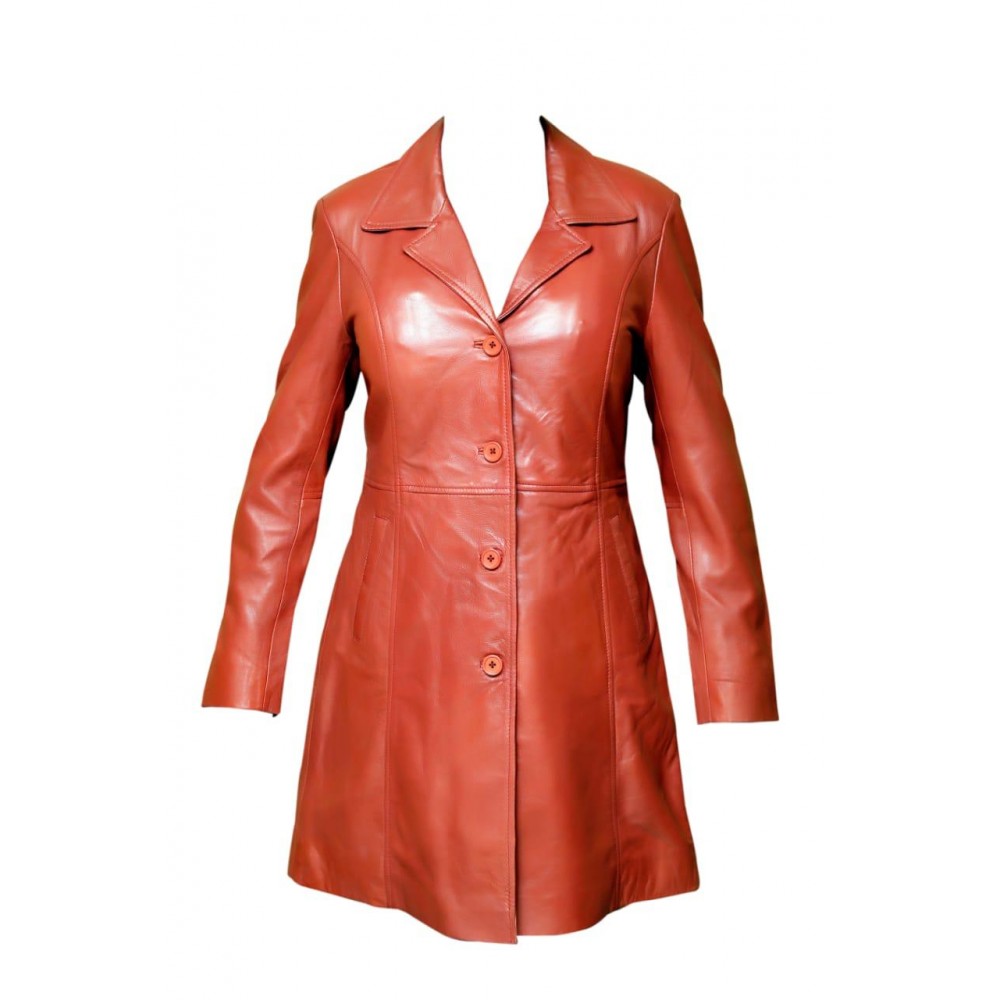 Celebrity Red Leather Coat Designer Style