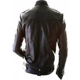 Dude Biker Men Real Leather Jacket In Black 