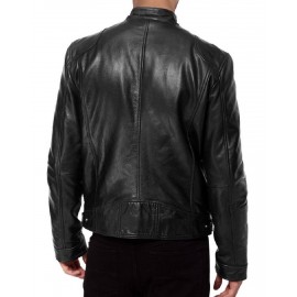 Sword Men Biker Black Leather Jacket 