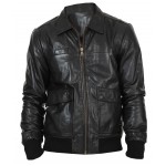 Lexo Bomber Genuine Lambskin Leather Jacket For Men In Black