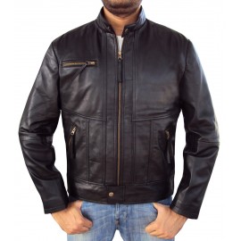 Vanni Biker Leather Jacket In Black New Stylish Designing 