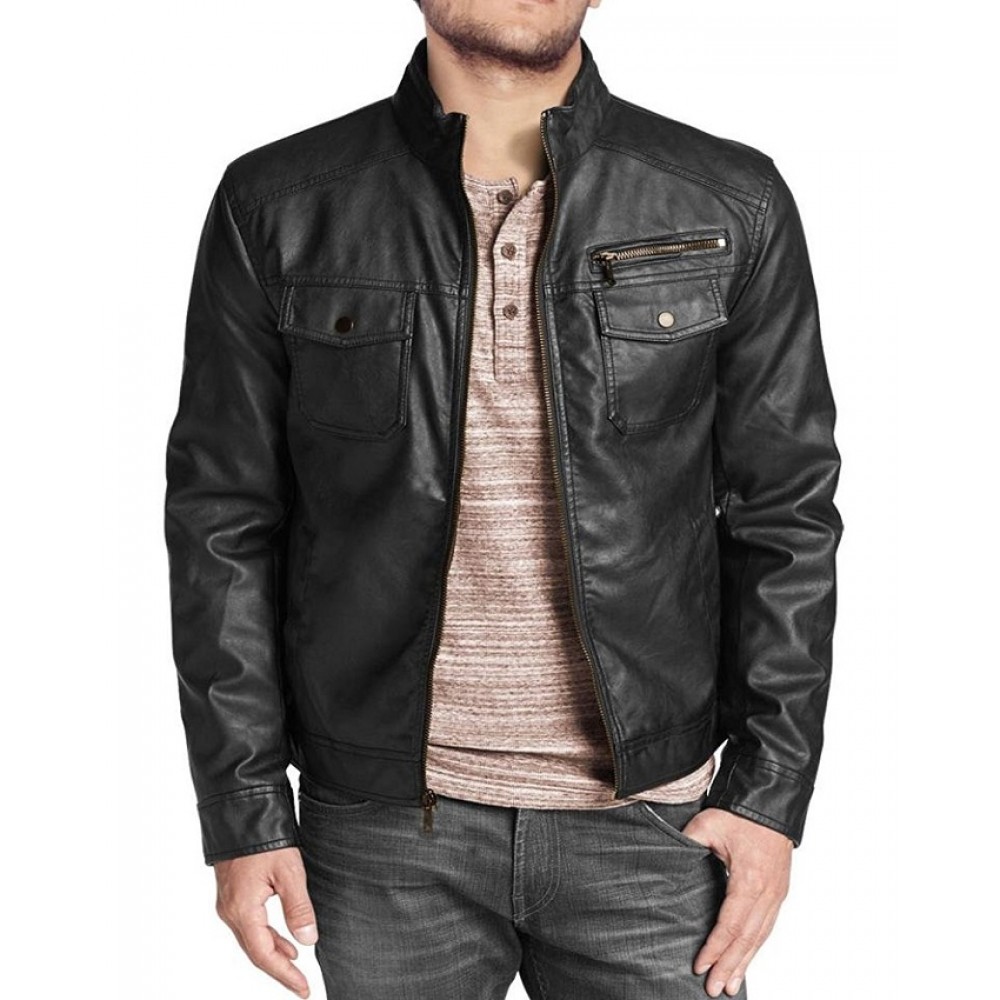 Men's Marc Vintage Genuine Lambskin Leather Jacket In Black
