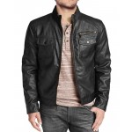 Men's Marc Vintage Genuine Lambskin Leather Jacket In Black