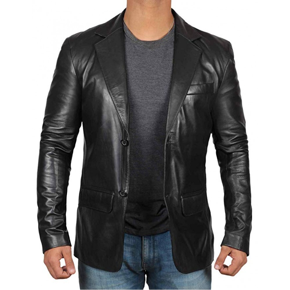 Men Glendale Black Leather Jacket 