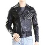 Men's Studded Real Lambskin Leather Super Brando Style Jacket