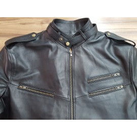 Enzo Bomber Men's Real Leather Jacket In Black 
